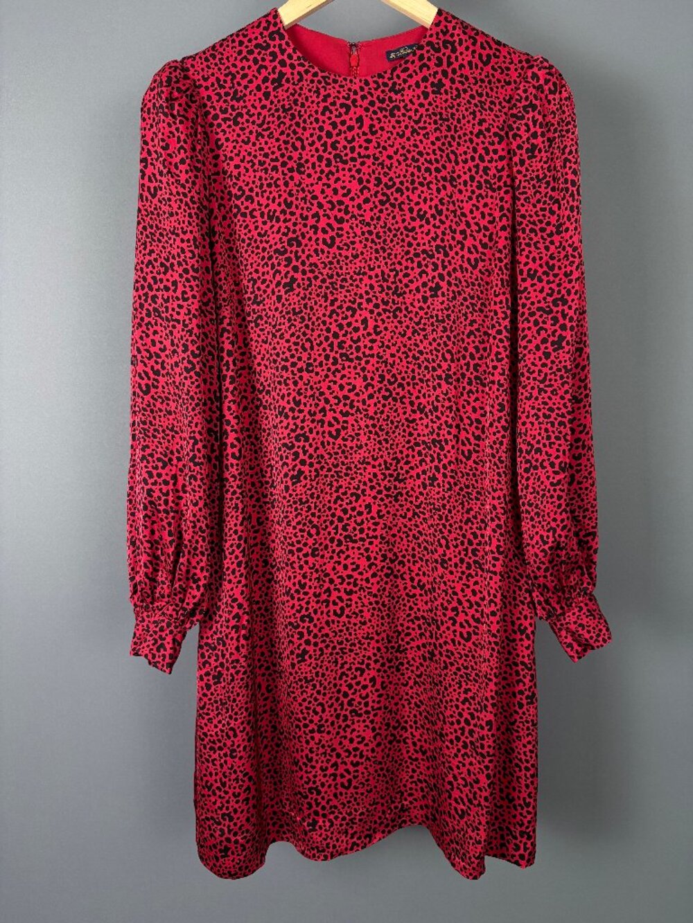 Brooks Brothers $298 Animal Print Long Sleeve Dress Red Black Size 2